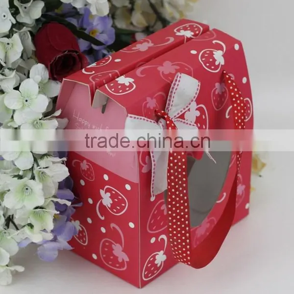 Unique Sweet Red Wedding Gift Paper Hand Bag With Bowknot