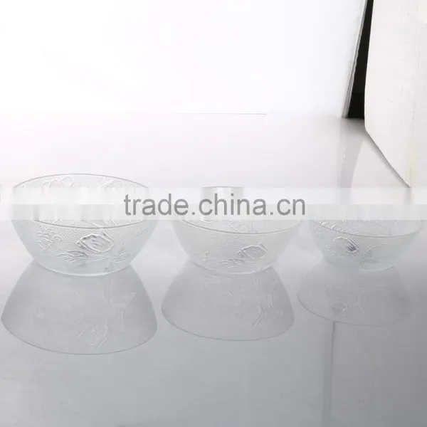 Wholesale Set 5 Clear Round Rose Carving Glass Bowl photo-2