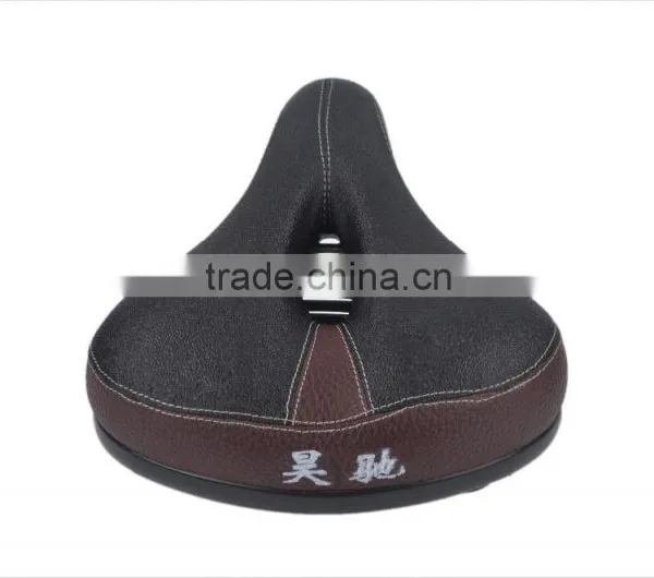 High Quality Wholesale Price Comfortable Middle Hollow Leather Electric Bicycle Saddles Bicycle Parts photo-3