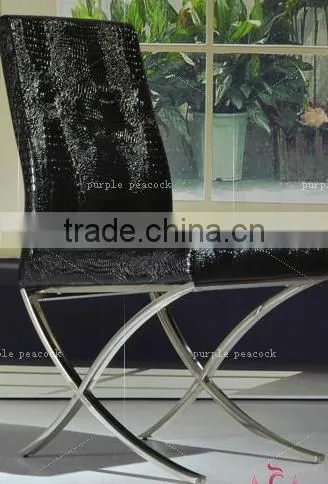 DC-3001 Cross Leg Leather Top Dining Chair photo-3