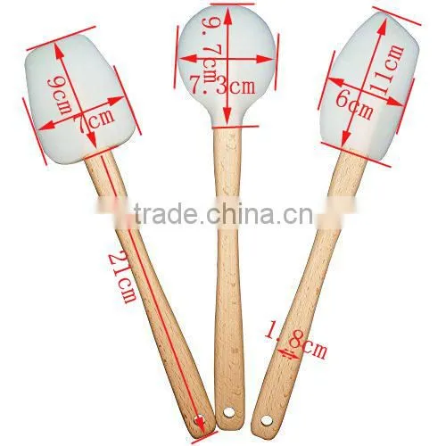 High Quality OEM Single Color Logo FDA Set of 3 Silicone Spatula photo-2