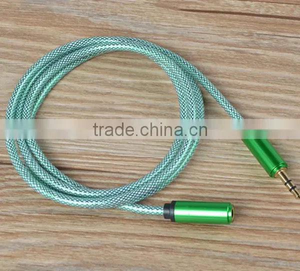 China Supplier FIsh Net Pattern 3.5mm Male to Female Stereo Audio Cable photo-4