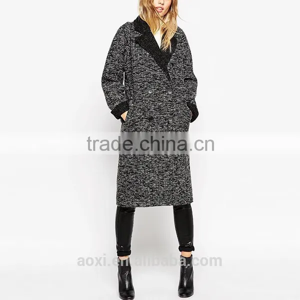OEM Service Supplier Oversize Tweed Women Winter Wear Fashion Plain Windbreaker photo-4