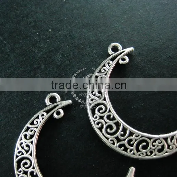 36x32mm Vintage Style Antiqued Silver Plated Moon Connector DIY Pendant Charm Supplies Findings 1820270 photo-4