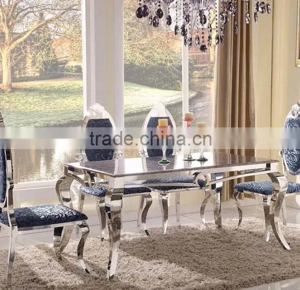 Modern Royal Marble Stainless Steel Dining Table Design for Banquet Hall photo-3