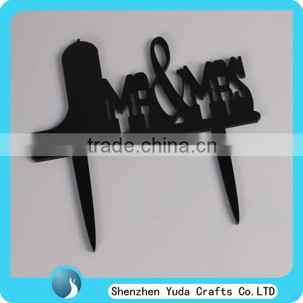 Factory Black Mr&Mrs Silhouette Wedding Cake Topper photo-2