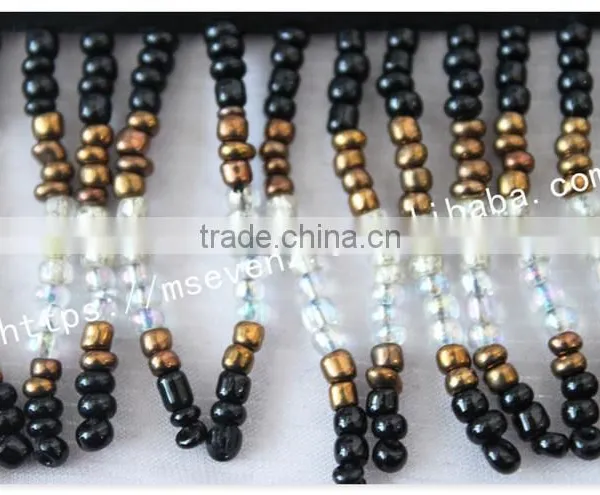 Newest Design 7cm Width Webbing Handmade Beaded Fringe Wholesale photo-3
