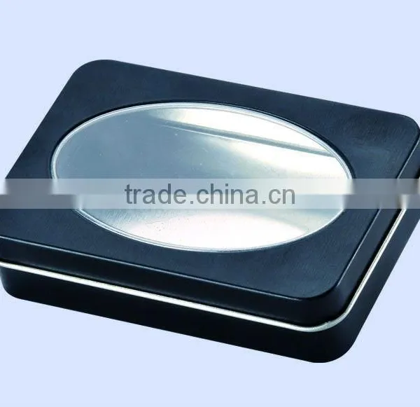 High Quality Black With Pvc Window USB Tin Box