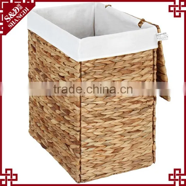 Removable Liner Water Hyacinth Woven Laundry Hamper / Laundry Basket photo-2