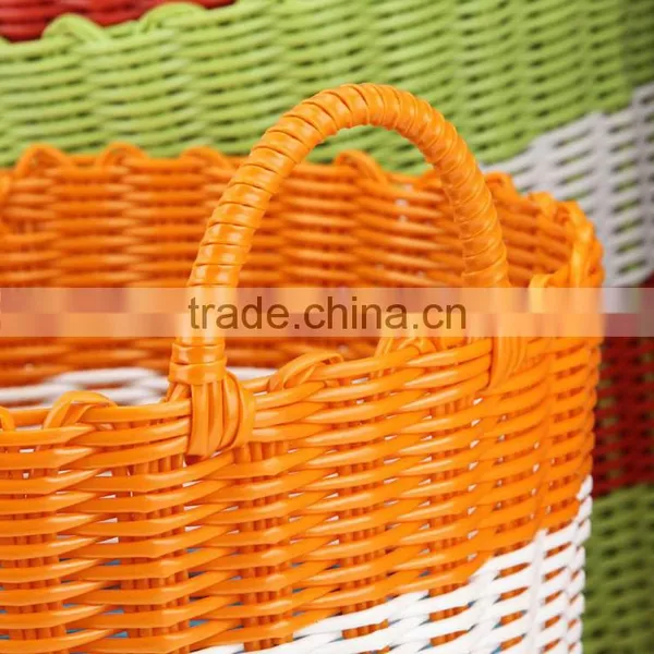 Wholesale 2-handles Bright Mix Colors Plastic Weave Dirty Clothes Basket photo-4