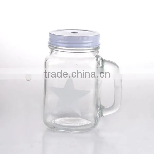 15oz Pentacle Decal Glass Mason Jar With Handle photo-3