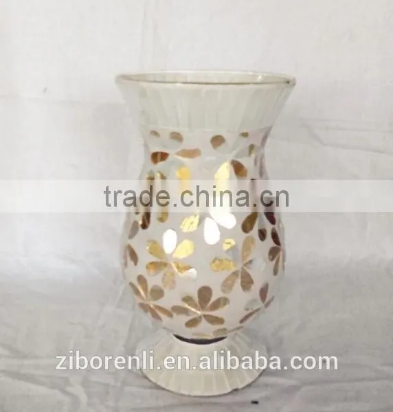 Different Shapes Golden Mosaic Glass Floral Vase photo-2