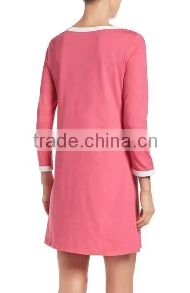Ladies Sleepwear Nightwear Women Comfy Cotton Blend Crewneck Three-quarter Sleeves Sleep Shirt Nightshirt Cotton Dress photo-4