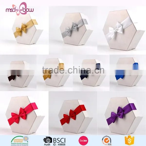 Custom Pre-tied Satin Ribbon Bow With Double-sided Adhesive for Gift Box photo-3