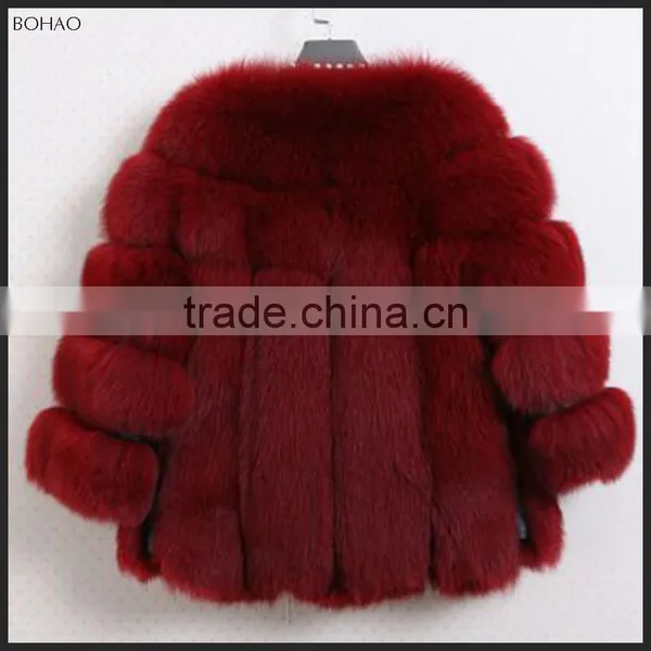2015 New Stylish Imitation Mink Fur Nine Points Sleeve Coat photo-6