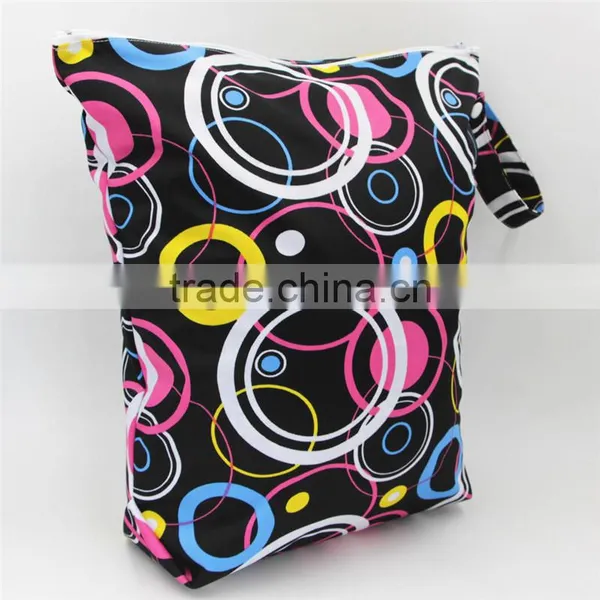 New Design Baby Cloth Diaper Zipper Wetbag,washable and Reusable Double Pocket Cloth Nappy Bag photo-2
