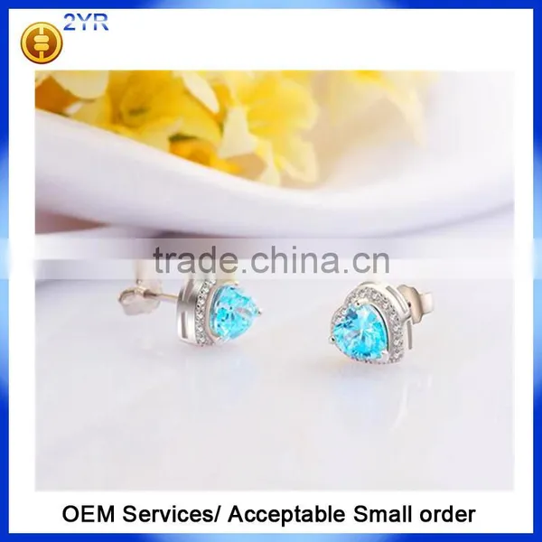 2016 Popular Trendy Jewelry Bridal Wedding Created Aquarine 925 Sterling Silver Necklace Earring Jewelry Sets photo-3