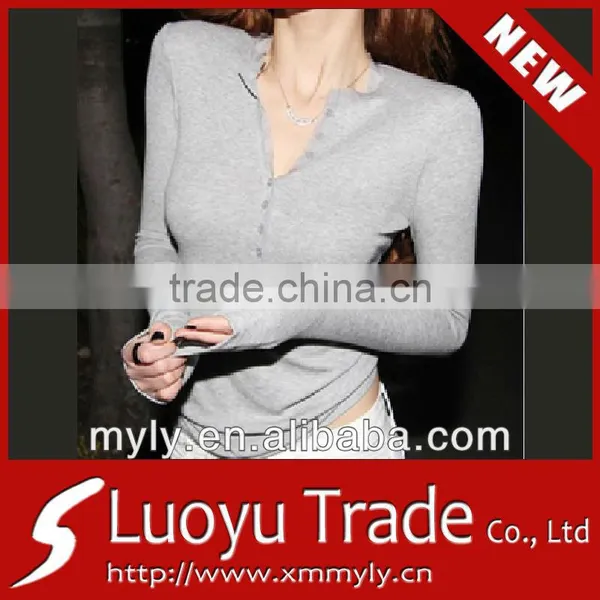 Fashion Long Sleeve V-neck Tshirt for Women