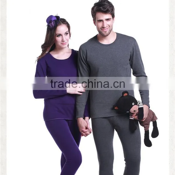Custom Hot New Couples Thermal Underwear Winter Cotton Double Thickening Low Round Collar Long Johns Top+pant Sey Soft Underwear photo-2
