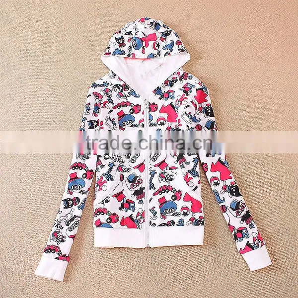 French Terry Autumn Women Girl Hoody Coat Cute Colorful Jacket Bright 2style to Choose OEM Wholesale photo-3