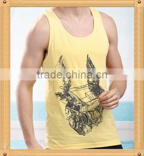 Good Quality Cotton Printed Men's Vest Tops Custom Wholesale photo-2