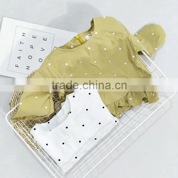 1-6 Years Wholesale 2017 Autumn Cotton Full Sleeves Dot Lotus Leaf Girls Blouses (pick Size Color) photo-2