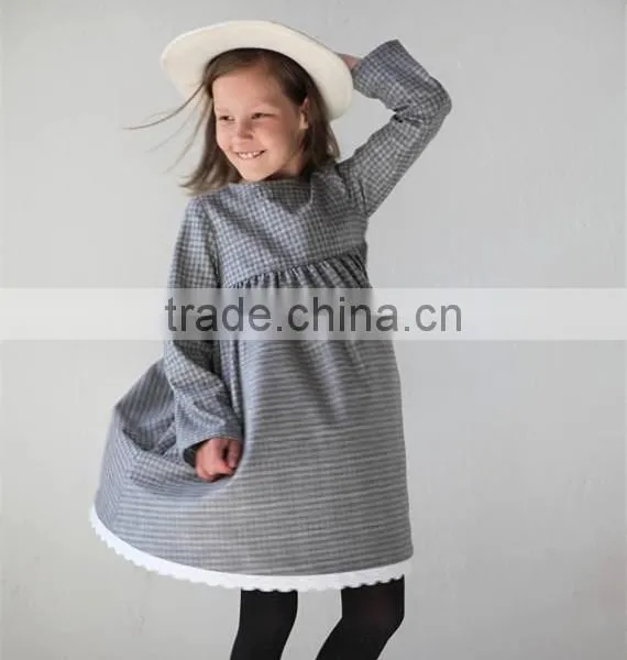 High Quality Autumn Winter Checkered Tweed Dress Long Sleeve Girls Wool Dress 3-5 Year Old Girl Dress photo-4