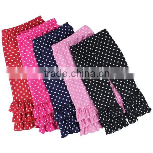 Kids Girls Polka Dot Pants Girls Triple Ruffle Leggings Cotton Full Length Fall Pants photo-6