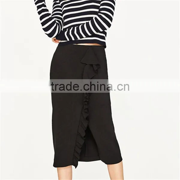 2017 Hot Sale Young Lady Maxi Pencil Skirts With Ruffles photo-2