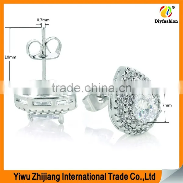 Double Lip Edge Water Droplets Shape Inlay Zircon Stud Earrings photo-2