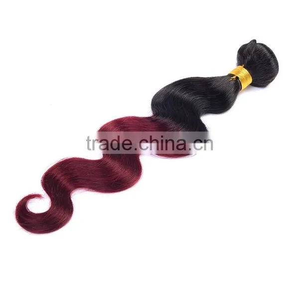 Wholesale Cheap Ombre Peruvian Hair Weave Bundle Burgundy 1B 99J Peruvian Body Wave Red Ombre Hair Extension photo-3