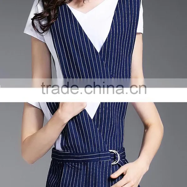 Fashion Women Sleeveless Striped Spaghetti Strap Dresses New Design Denim Maxi Dress photo-5