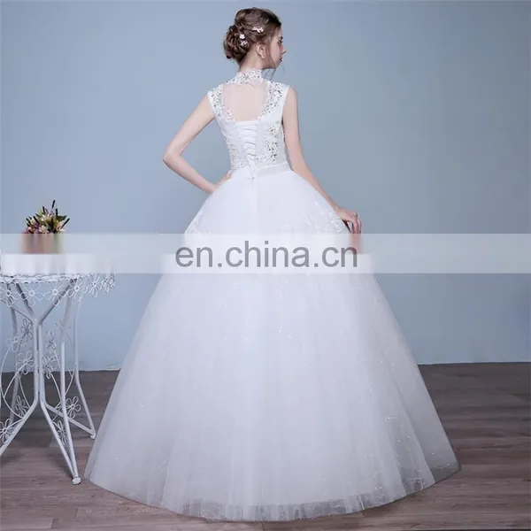 HS1634 2017 Cheap Halter Beading A Line Tulle Plus Size Long Wedding Dress Guest Gown Maid of Honor photo-3
