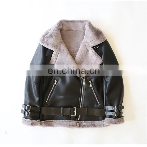 Wholesale Winter Long Style Double Face Sheepskin Ladies Fox Fur Leather Jacket photo-4