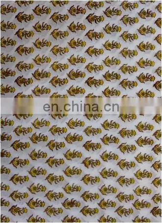 Indian Pure Cotton Fabric Handmade Block Printed Floral Textile Natural Fabric / Fabric / 100% Cotton Fabric