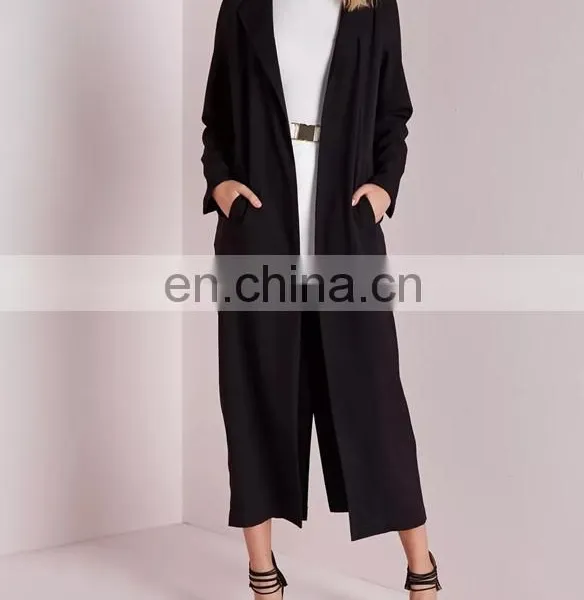 China Factory Custom Fashionable Women Black Color Long Style Wool Coat Women Warn Winter Coat photo-6