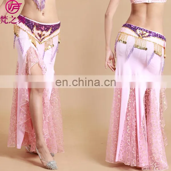 Q-6036# High Lace and Milk Silk Long Sexy Belly Dance Dress for Sale photo-5