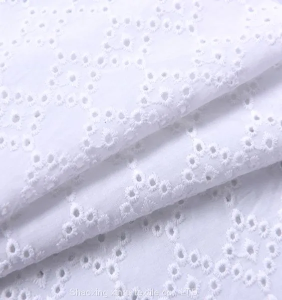 Polish Crepe Embroidered Guipure White 100% Cotton Lace Fabric photo-2