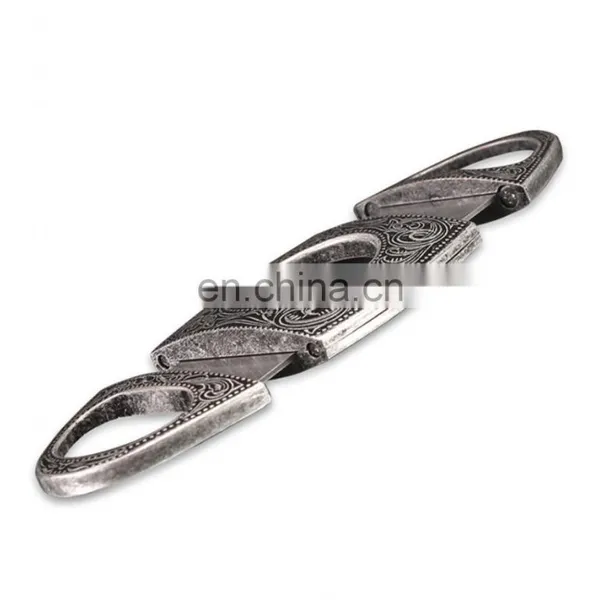 HQP-XJ06 HongQiang OEM Leather Pouch in Gift Box Classic Carving Pattern Double Edge Stainless Steel Portable Cigar Cutter photo-5
