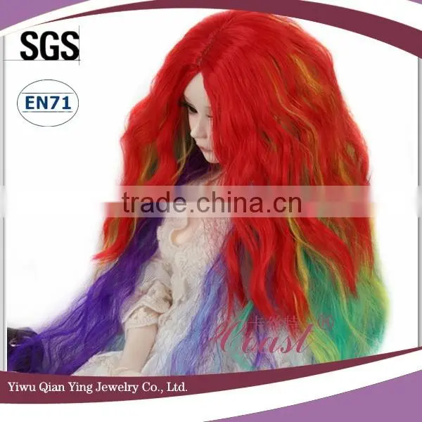 Long Red Yellow Green and Purple Shag Doll Hair Wigs photo-2