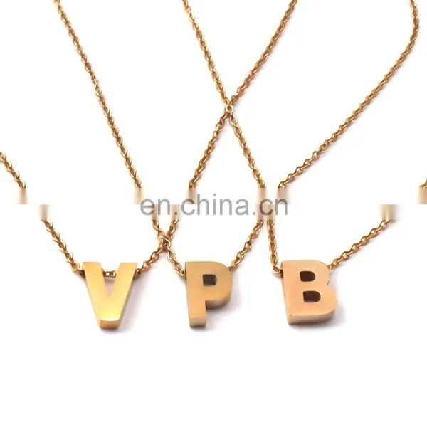 Gold Plated 18K Gold Plated Filled Pendant Charm A-Z Stainless Steel Letter Alphabet Initial Necklace photo-4