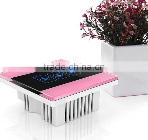 Pink 3 Gang Crystal Glass Panel WIFI Smart Light Controlled Power Remote Switch