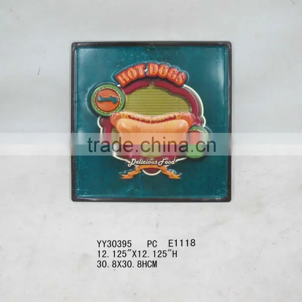Retro Decorative Hot Dog Embossed Metal Plate Tin Sign, Hanger Tin Signs