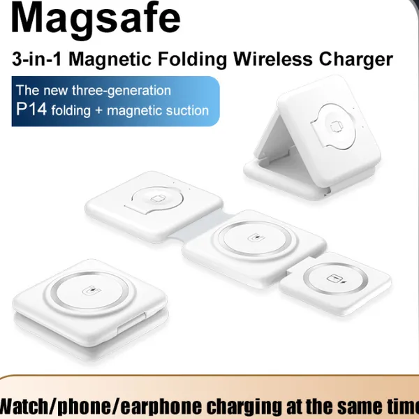Cross Border 3-in-1 Magnetic Folding Wireless Charger Charging Watch Earphone Folding Stand（Wechat:13510231336） photo-2