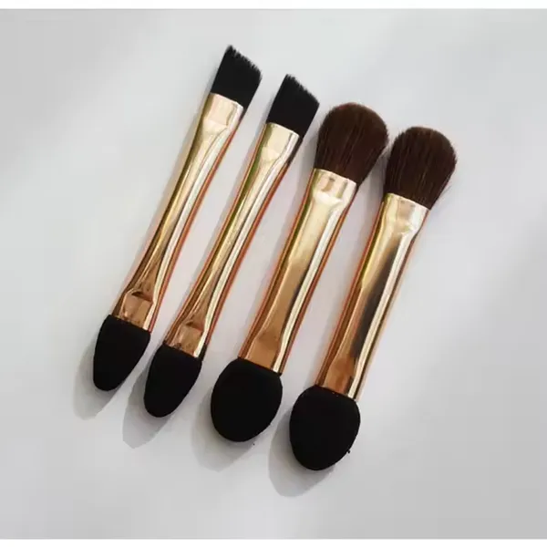 Popular Small Size Double End Makeup Brushes for Eyeshadow Eyebrow Horse Sponges Tips Custom Logo photo-2