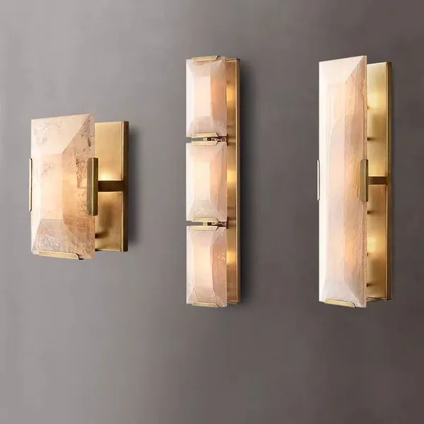 Modern Luxury Art Deco Alabaster Wall Sconce​ for Hotel Bedroom Hallway Light photo-2