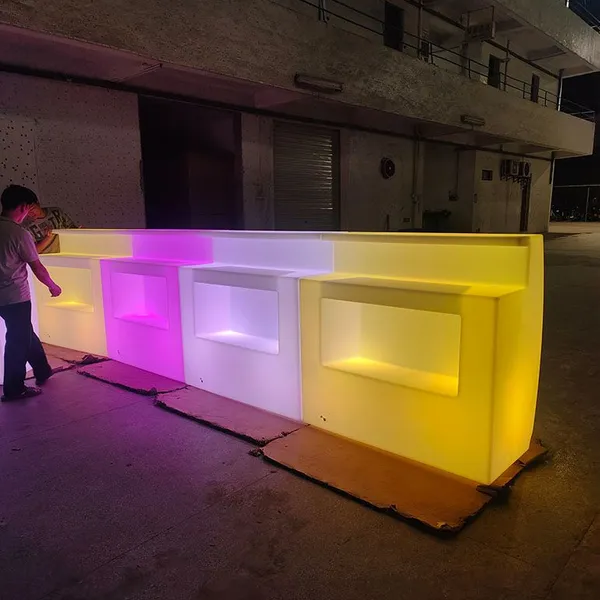 Modern Plastic Portable Indoor Club Bar Counter Furniture Corner Home Bar Illuminated Led Lounge Nightclub photo-4