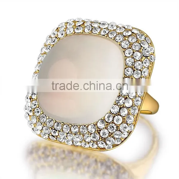 China Wholesale Square Shaped Gold Plated Big Stone New Model Wedding Ring