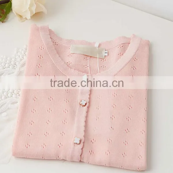 Sweet Hollowed Knitted Sweater Cardigan for Lady's Wear photo-6
