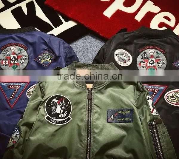 2016 Fashion Quality Embroidered Baseball Jacket for Men's Military Air Force Bomber Jacket Wholesale photo-5